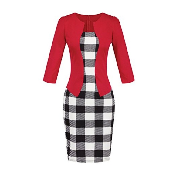 Women’s Red Black Polka Dot Dress - Picture 6 of 8